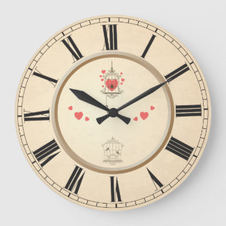 Reloj Redondo Grande Aves de amor Número romano