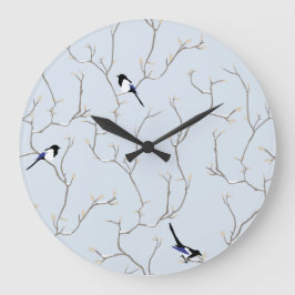 Reloj Redondo Grande Aves de Invierno