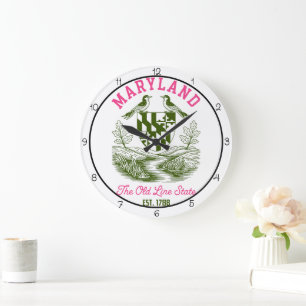 Reloj Redondo Grande Aves del estado de Maryland Old Line