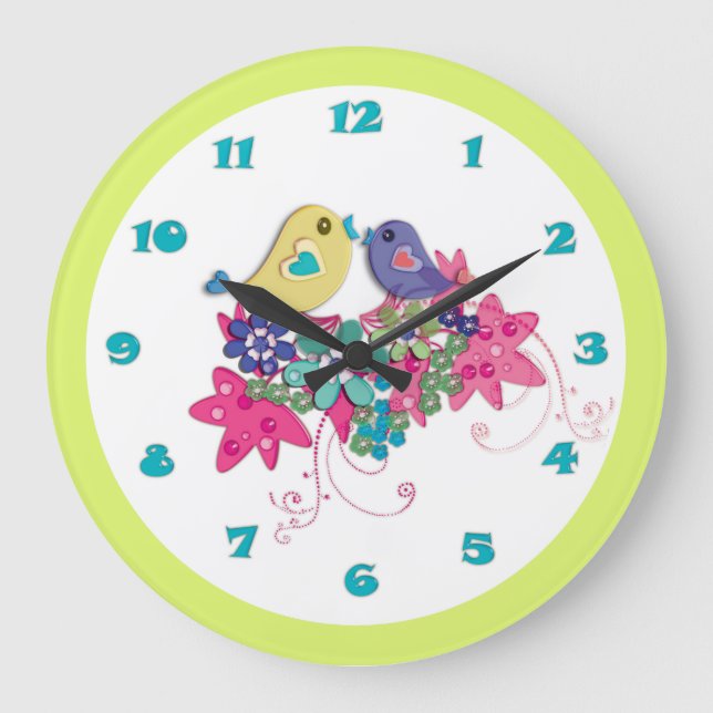 Reloj Redondo Grande Aves divertidas (Anverso)