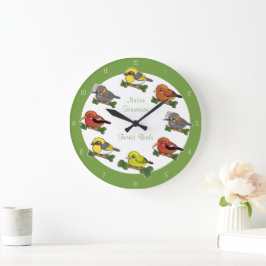 Reloj Redondo Grande Aves forestales de Hawái