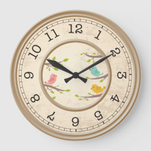 Reloj Redondo Grande Aves Personalizados y niños
