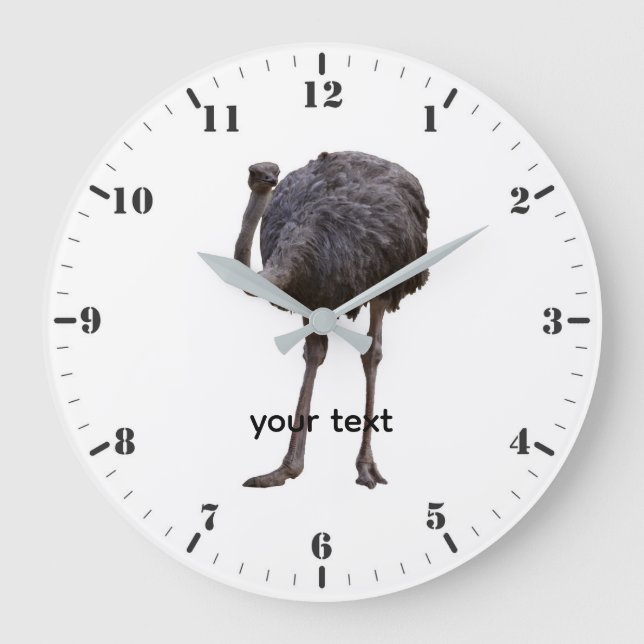 Reloj Redondo Grande avestruz en hábitat natural  (Anverso)