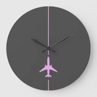 Reloj Redondo Grande Aviación rosa minimalista