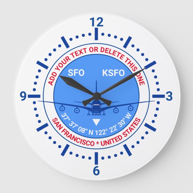 Reloj Redondo Grande Aviador, piloto, Personalizable turístico itineran (Anverso)