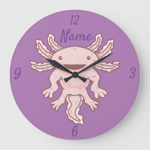 Reloj Redondo Grande Axiolotl rosado lindo Thunder_Cove