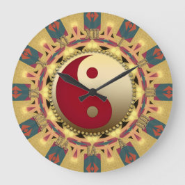 Reloj Redondo Grande Aztec Sunshine YinYang FengShui Home Decor Clock