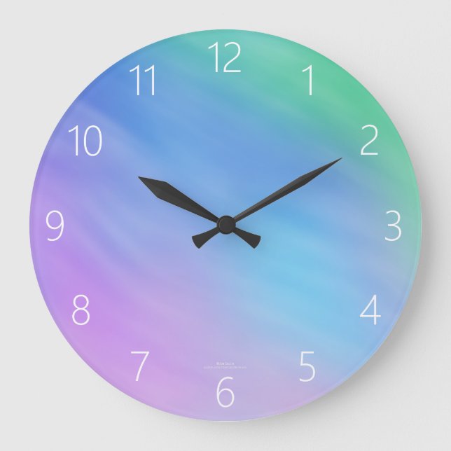 Reloj Redondo Grande Azul arcoiris pastel (Anverso)