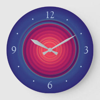 Reloj Redondo Grande Azul bonito con Centro rojo Rosa>Reloj de pared
