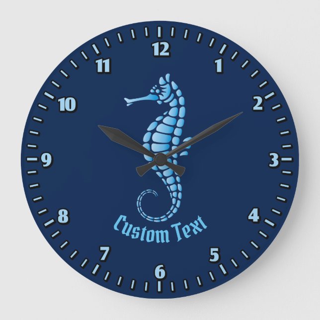 Reloj Redondo Grande Azul caballito de mar (Anverso)