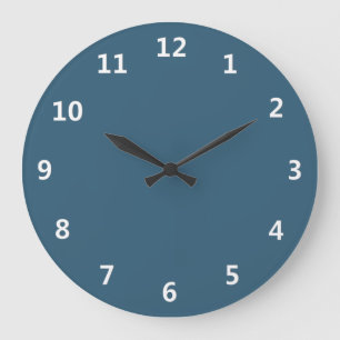 Reloj Redondo Grande Azul de acero liso
