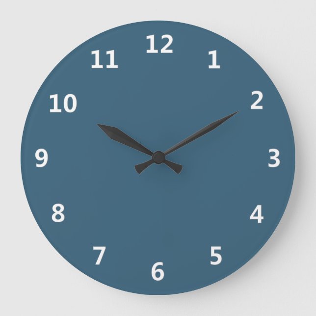 Reloj Redondo Grande Azul de acero liso (Anverso)