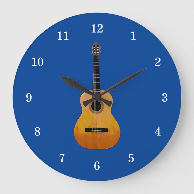 Reloj Redondo Grande Azul de guitarra acústica de instrumentos musicale (Anverso)