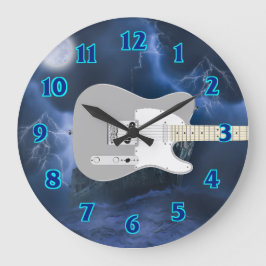 Reloj Redondo Grande Azul de la guitarra eléctrica
