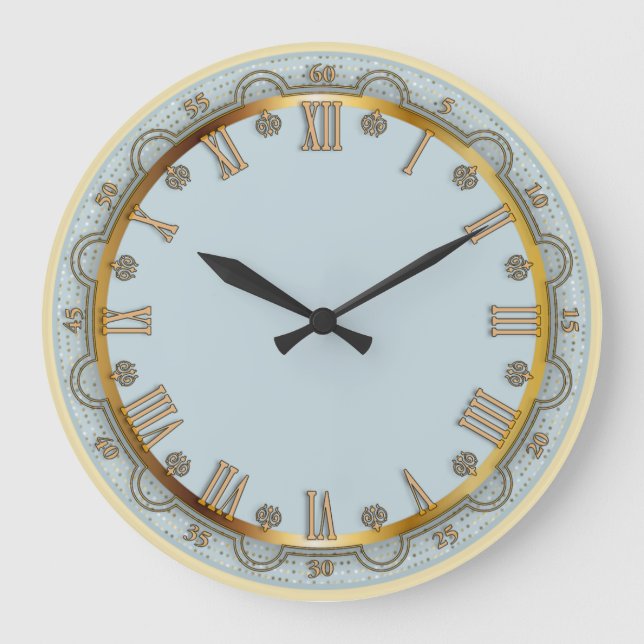 Reloj Redondo Grande Azul elegante (Anverso)