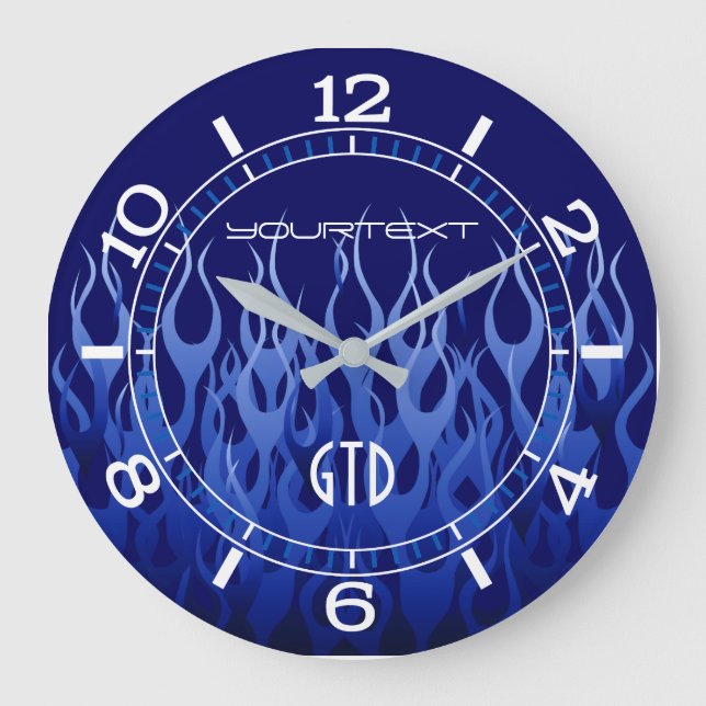 Reloj Redondo Grande Azul Guay personalizado en Carreras azul en una (Anverso)