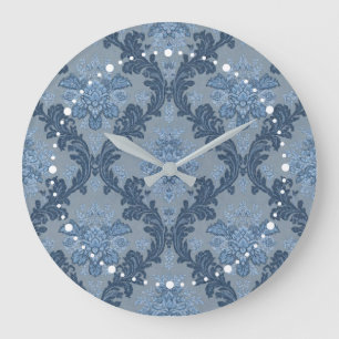 Reloj Redondo Grande Azul Humeante Pizarra Suave Polvo Azul Elegante Da