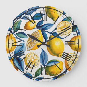 Reloj Redondo Grande Azul negrita Italia Positano Lemon