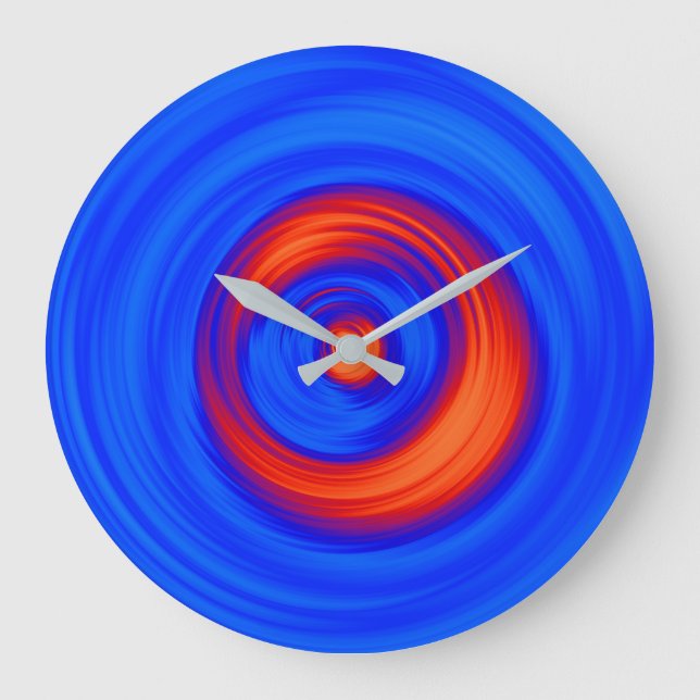 Reloj Redondo Grande Azul neón y rojo (Anverso)