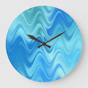 Reloj Redondo Grande Azul Ondulado Abstracto