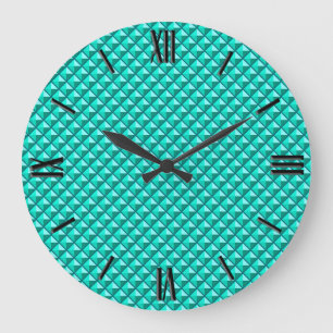 Reloj Redondo Grande Azul pavo real, aspecto esmaltado, rejilla disecad