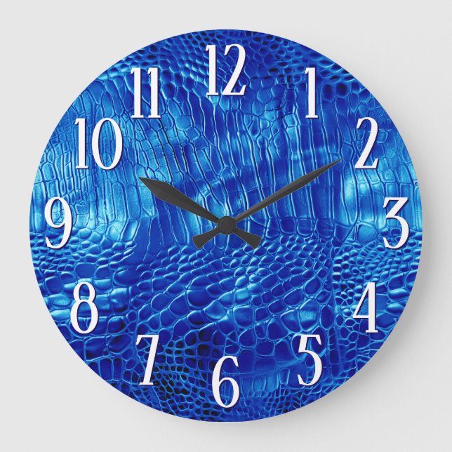 Reloj Redondo Grande Azul Real Cuero Sintético (Anverso)