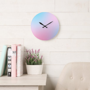 Reloj Redondo Grande Azul rosado Verde azulado contemporáneo