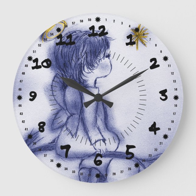 Reloj Redondo Grande Azul teñido poco ángel (Anverso)