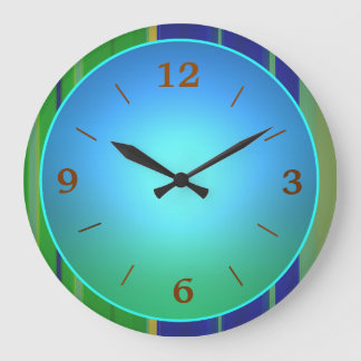 Reloj Redondo Grande Azul Verde con Centro Acuático Brillante