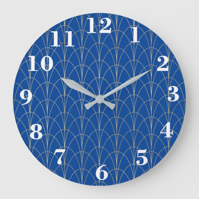 Reloj Redondo Grande Azul Y Blanco Art Decó (Anverso)