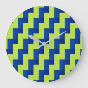 Reloj Redondo Grande Azul y verde superponentes