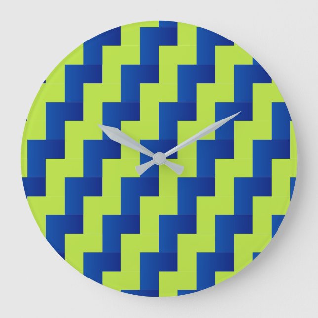 Reloj Redondo Grande Azul y verde superponentes (Anverso)