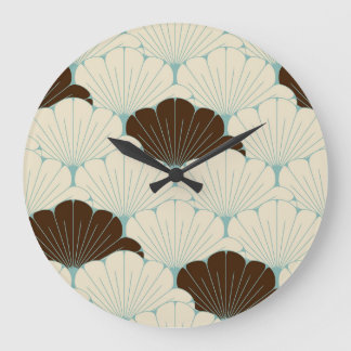 Reloj Redondo Grande Azulejo de Foliaje Azul Estilo Japonés