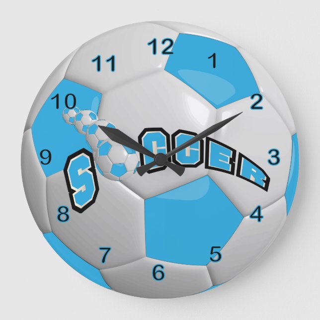 Reloj Redondo Grande Azules cielos del balón de fútbol el | (Anverso)