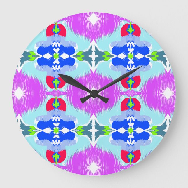 Reloj Redondo Grande Azure Bloom Kaleidoscope (Anverso)