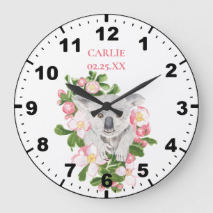 Reloj Redondo Grande Baby Koala para la habitación de las niñas