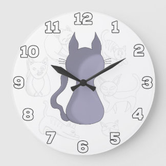 Reloj Redondo Grande Backward Shy Cat