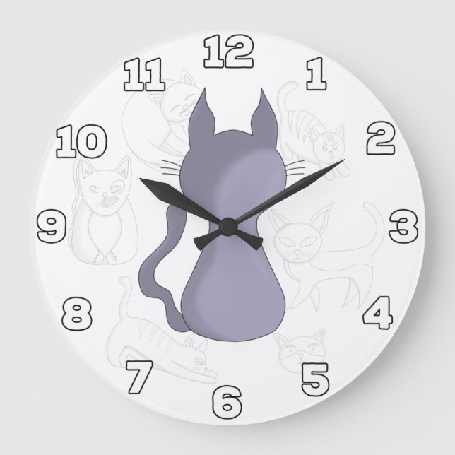 Reloj Redondo Grande Backward Shy Cat (Anverso)