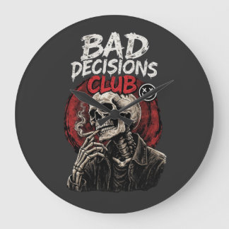Reloj Redondo Grande Bad Decisions Club Skeleton in Leather Jacket 