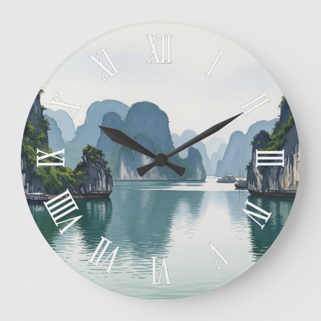 Reloj Redondo Grande Bahía de Ha Long Vietnam (Anverso)