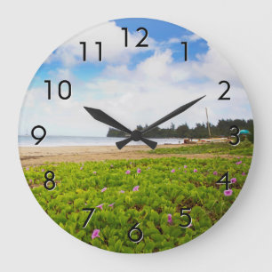 Reloj Redondo Grande Bahía de Hanalei, flores de playa de Kauai Hawaii