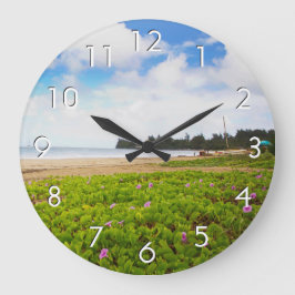 Reloj Redondo Grande Bahía de Hanalei, flores de playa de Kauai Hawaii