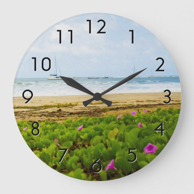 Reloj Redondo Grande Bahía Hanalei Kauai Hawaii Beach & Boats (Anverso)