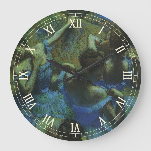 Reloj Redondo Grande Bailarinas azules de Edgar Degas, impresionismo vi (Anverso)