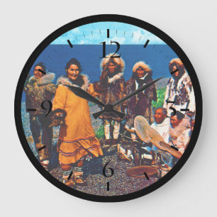 Reloj Redondo Grande Bailarines esquimales vintage de Alaska USA