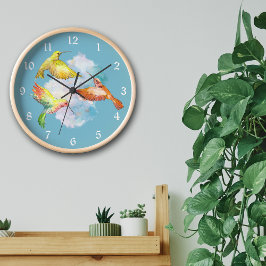 Reloj Redondo Grande Baile colibrí arcoiris