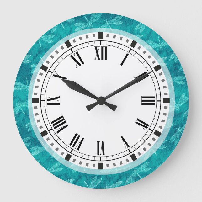 Reloj Redondo Grande Baile de la libélula verde (Anverso)