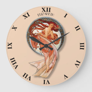 Reloj Redondo Grande Baile hermoso de Nouveau del arte retro del