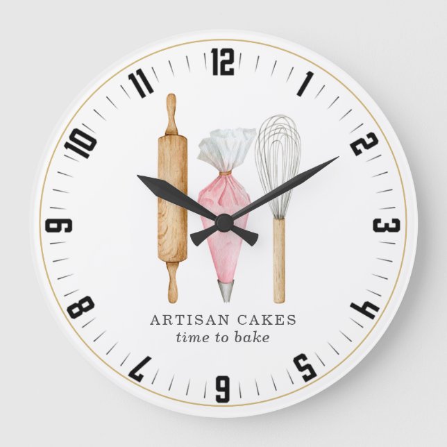 Reloj Redondo Grande Baker Pastry Chef Tiempo De Hacer Bake (Anverso)