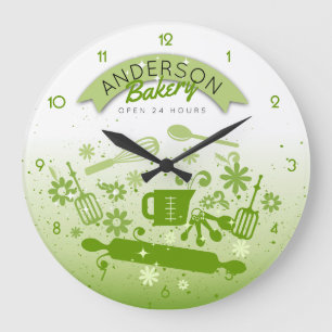Reloj Redondo Grande Baking utensils cooking personalized green kitchen